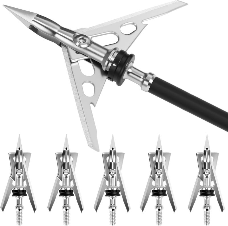 Senduzll 6-Pack 100 Grain Broadheads for Compound Bows - Precision Archery Broadheads for Hunting, Crossbow Broadheads with Razor-Sharp Blades，Durable and Accurate Hunting Broadheads - Image 1